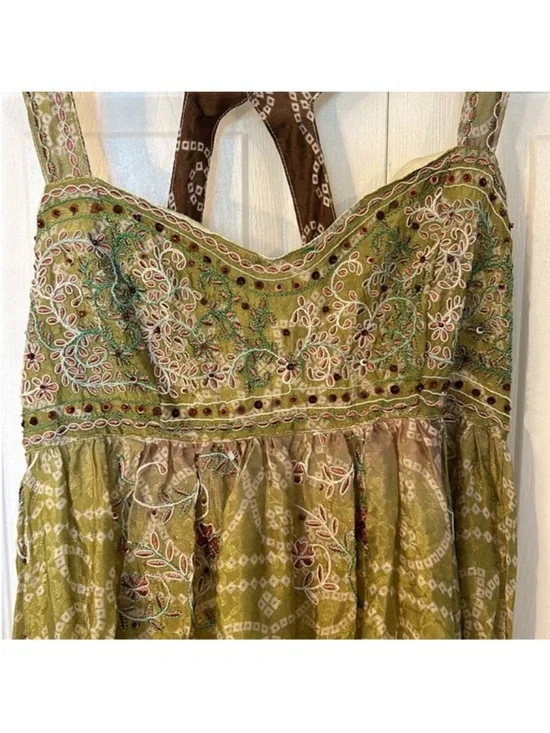 Free People Small Dress Into The Nights Maxi Embroidered lined boho - Picture 3 of 11